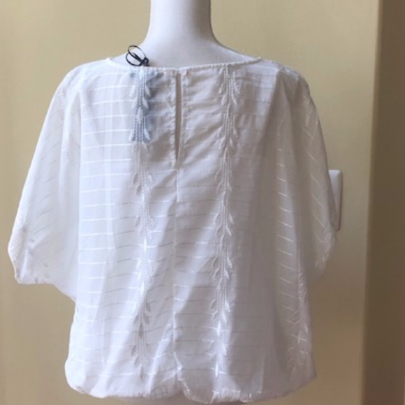 Willi Smith White Embroidered Blouson Blouse - Picture 6 of 7